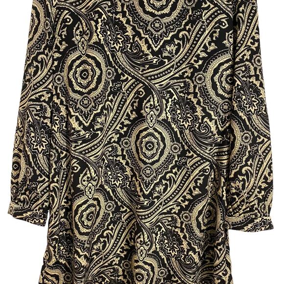 Blu Pepper Black Paisley Print Mini Shift Dress Sz L - Picture 3 of 10